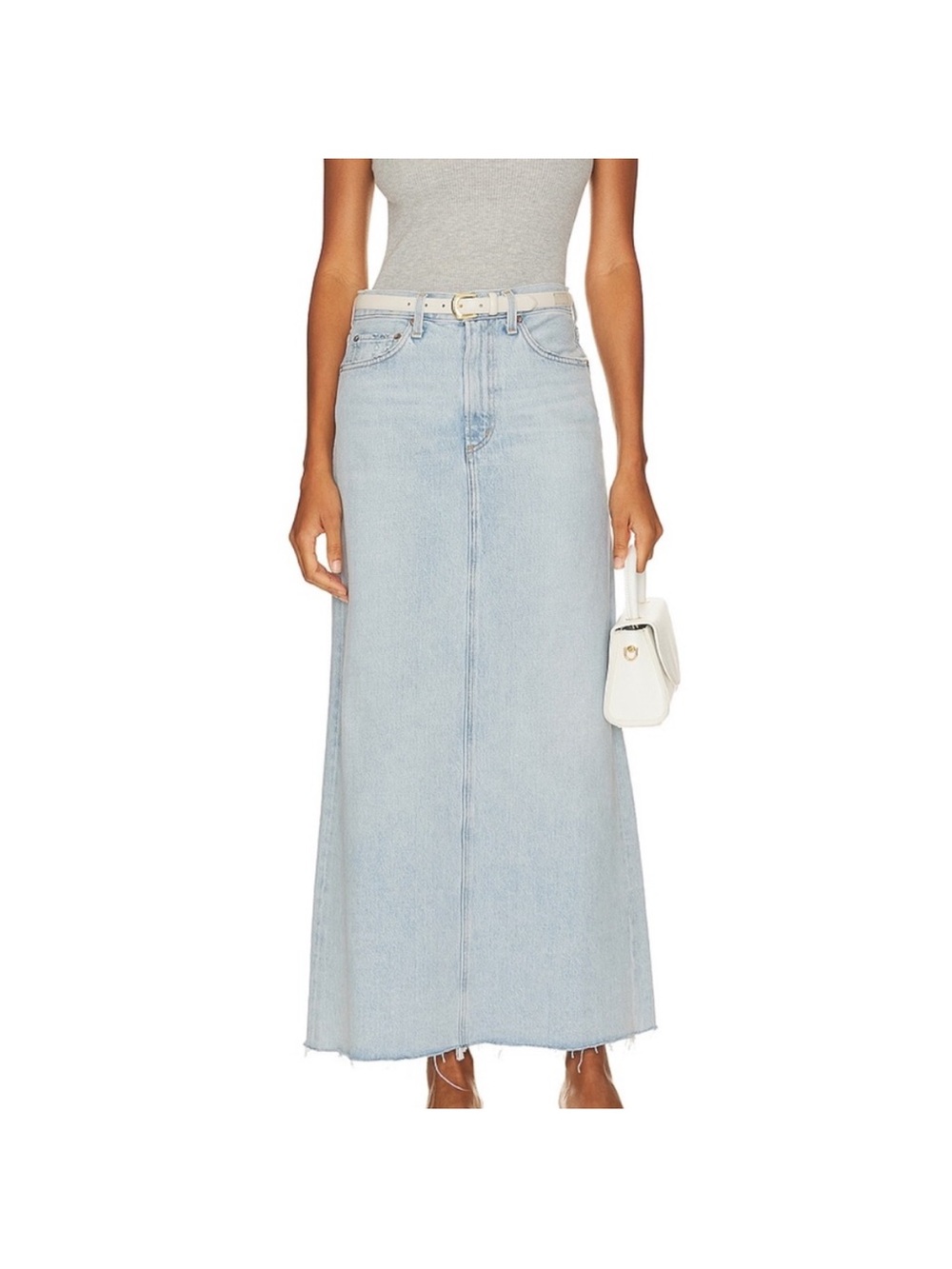 AGOLDE Hilla denim maxi skirt faded light denim size 26